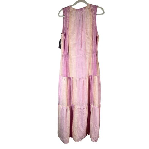 Liverpool Los Angeles V-Neck Sleeveless Tiered Striped Maxi Dress Small - Picture 2 of 11
